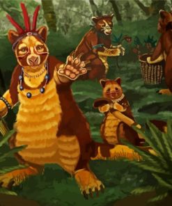 Tree Kangaroo Family paint by number