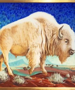 White Buffalo Animal Art paint by number