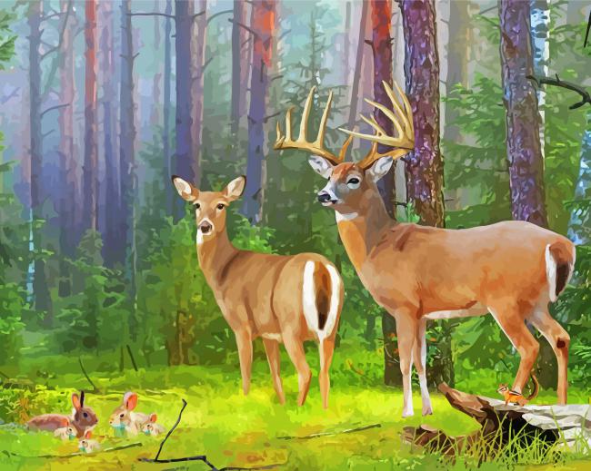 Whitetail Deer Illustration Paint by number