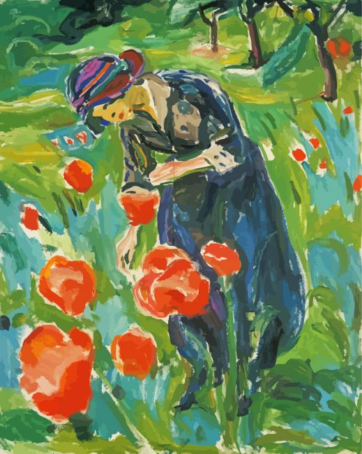 Woman And Poppies paint by number
