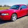 Aesthetic 2000 Red Mustang paint by number
