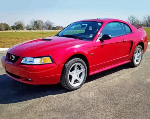 Aesthetic 2000 Red Mustang paint by number