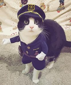 Aesthetic Cute Cat In Police Clothing paint by number