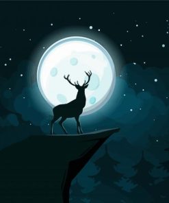 Aesthetic Deer And Full Moon paint by number