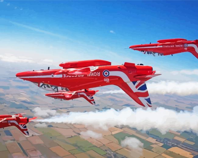 Aesthetic Red Planes paint by number