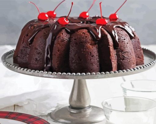 Black Cherry Chocolate Cake paint by number