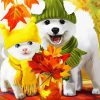 Cat And Dogs In Autumn paint by number