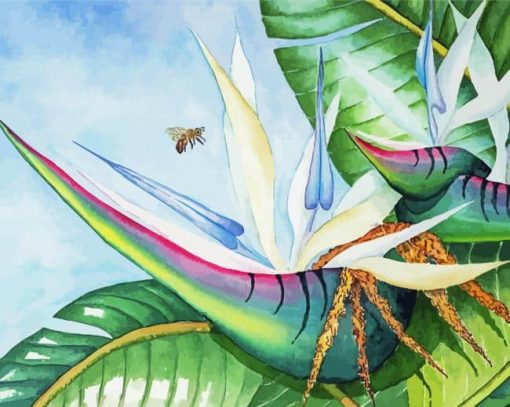 Cool White Bird Of Paradise Plant paint by number