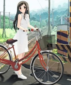 Cute Girl Bicycle paint by number