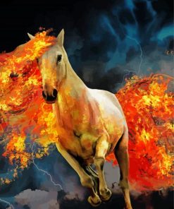 Flaming White Horse paint by number