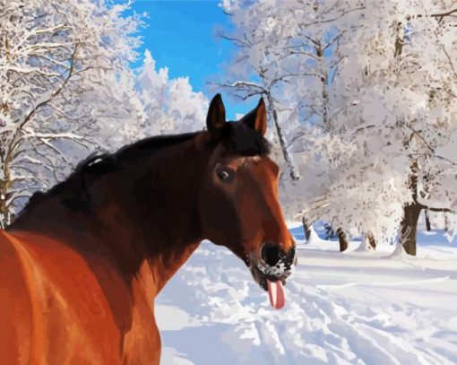 Funny Winter Horse Paint by number