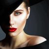 Gorgeous Lady In Black Hat With Bright Lipstick paint by number