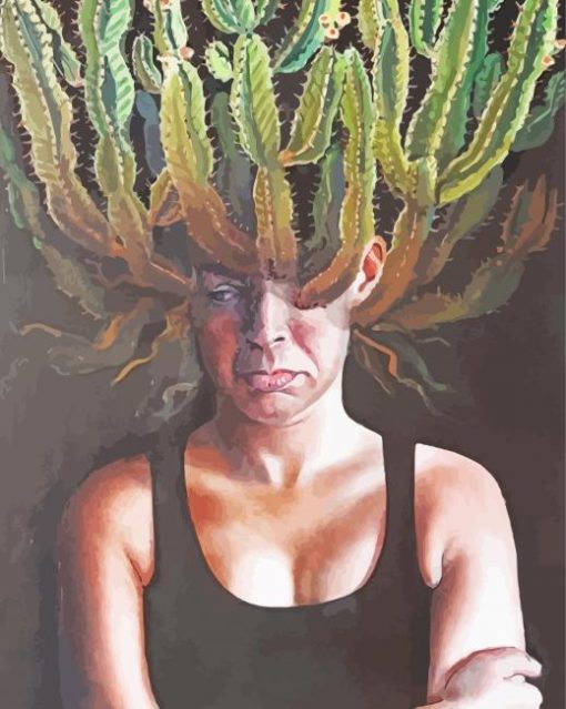 Head With Cactus paint by number