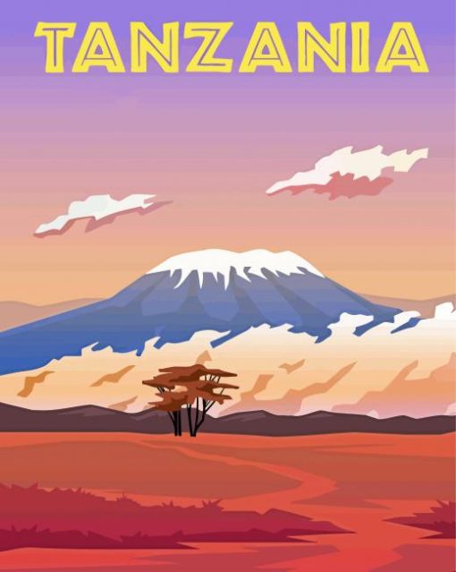 Kilimanjaro Mountains Of Africa Poster paint by number