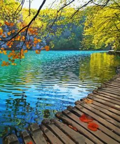Lake Autumn Jezera National Park Croatia paint by number
