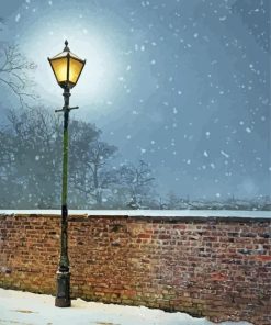 Snowy Victorian Lamppost paint by number
