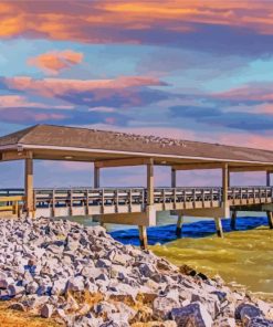 St Simons Island Pier paint by number