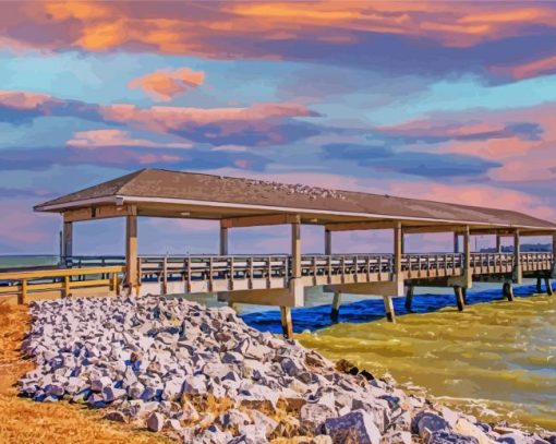 St Simons Island Pier paint by number