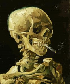 Van Gogh Head Of A Skeleton With A Burning Cigarette paint by number