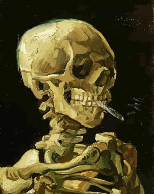 Van Gogh Head Of A Skeleton With A Burning Cigarette paint by number