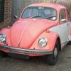 Vintage Volkswagen Beetle Pink paint by number
