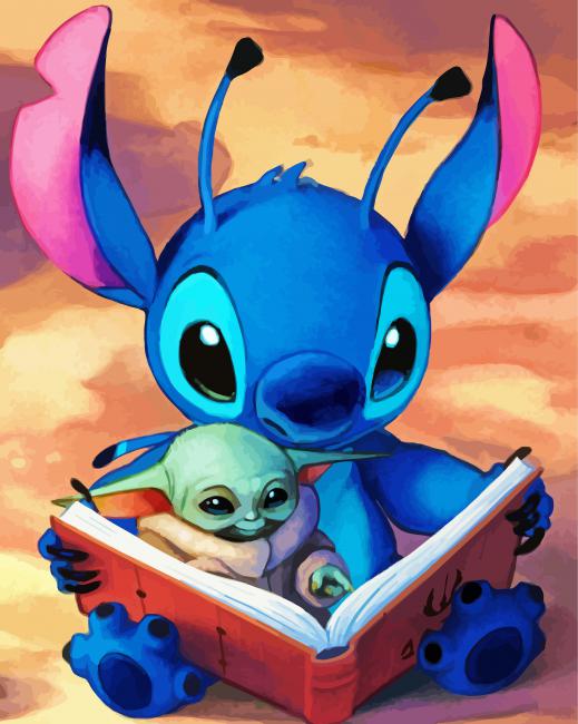 Stitch And Grogu Paint By Numbers - NumPaints - Paint by numbers