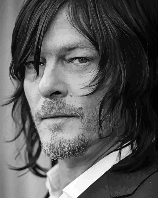 Black And White Norman Reedus Paint By Numbers