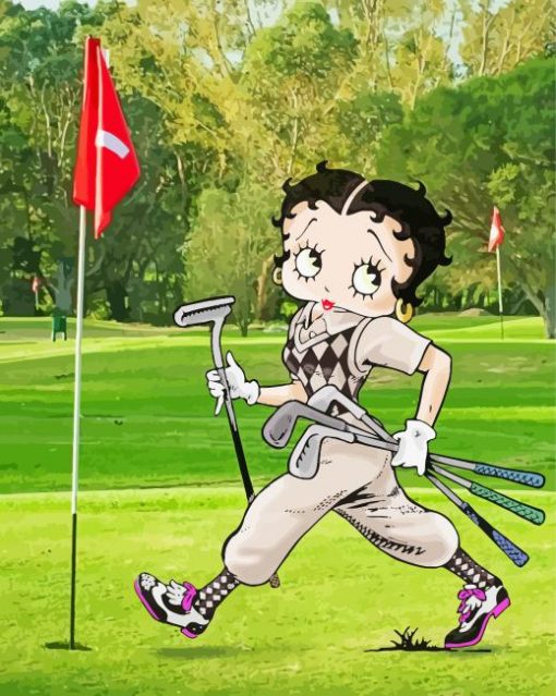 Betty Boop Playing Golf Paint By Numbers