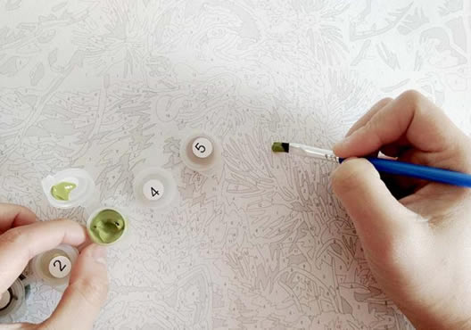 Match the number of the paint to the number of the area on the canvas